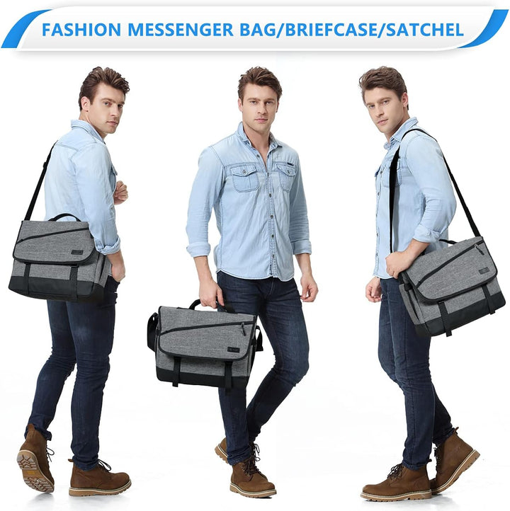 Modern unisex water-resistant laptop messenger bag with an adjustable strap, perfect for professional daily use.
