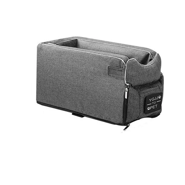 Plush pet armrest car seat for small dogs/cats, ensuring a safe & comfy ride in vehicles.