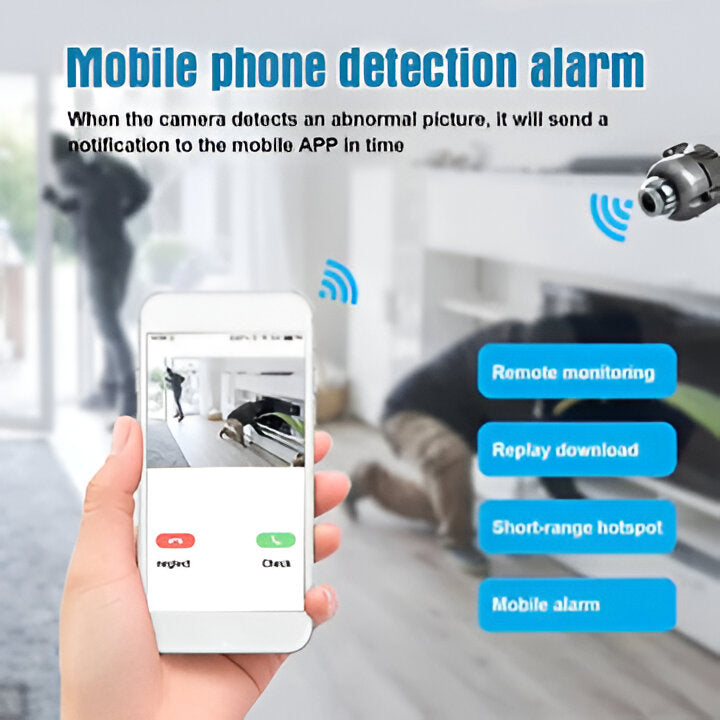Compact wireless security camera with night vision, ideal for discreet monitoring.
