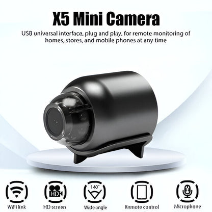 Advanced small WiFi camera featuring HD, night vision & motion detection for security.
