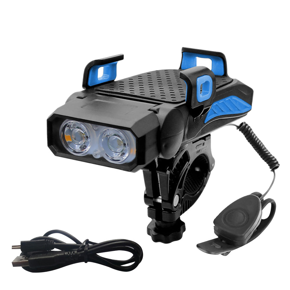 Versatile phone holder & portable charger for smartphones, featuring a bright LED flashlight