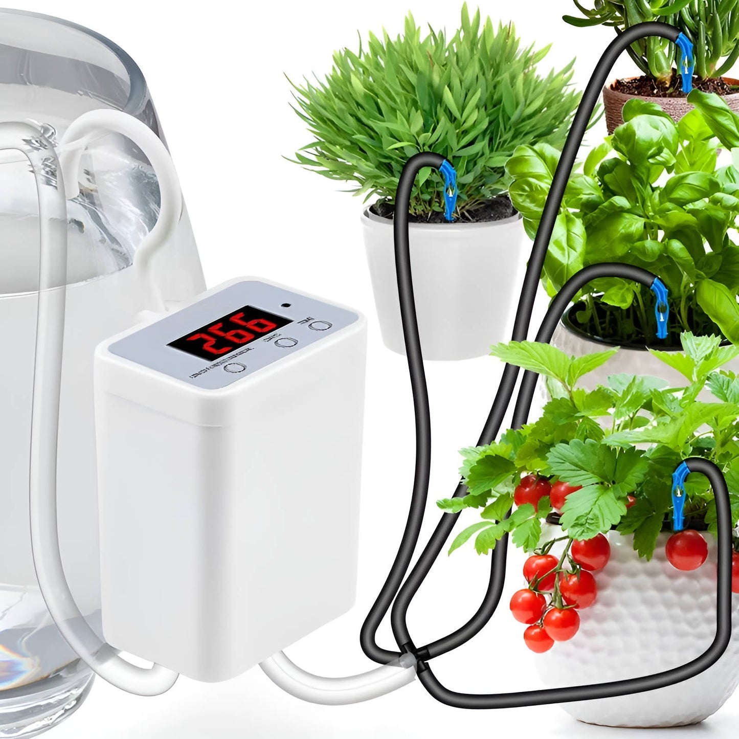 Smart automatic plant watering system for hassle-free indoor/outdoor garden irrigation.