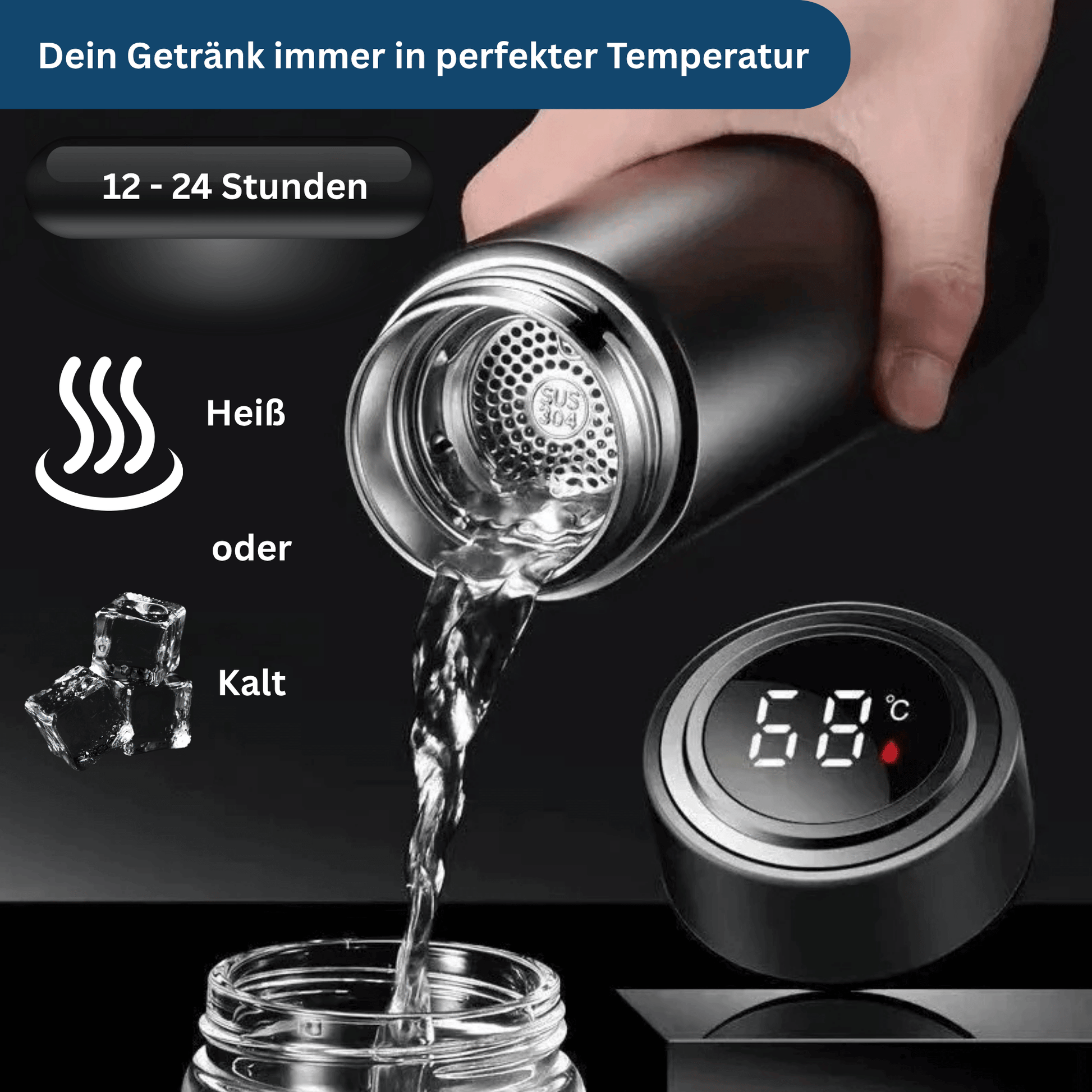 Eco-friendly smart thermos with LED temperature display, perfect portable travel mug.