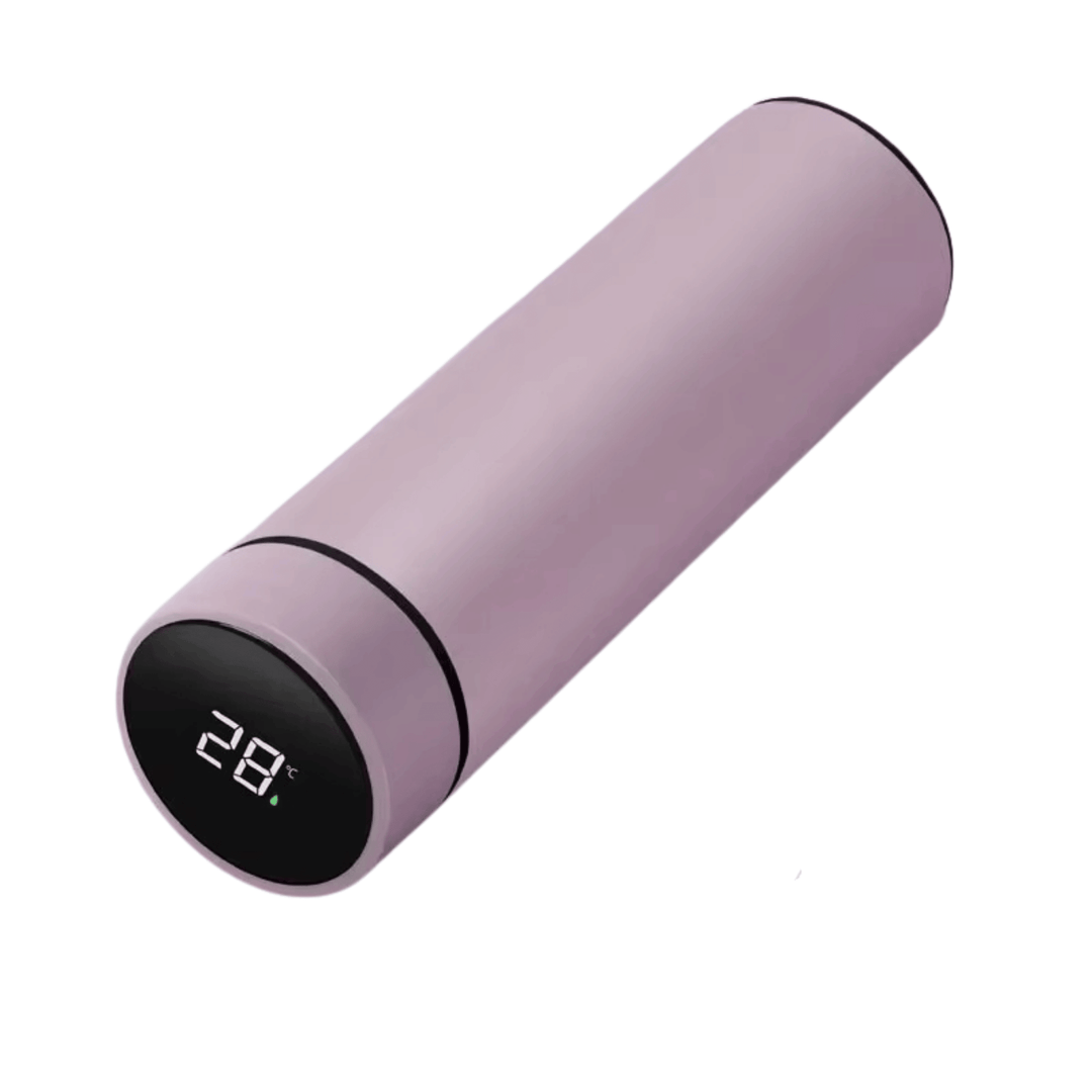 Eco-friendly 500ml smart thermos, digital temperature display, keeps drinks hot or cold.