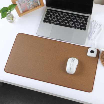 Ergonomic heated mouse pad with adjustable temperature control, ideal for comfortable and warm computer use.