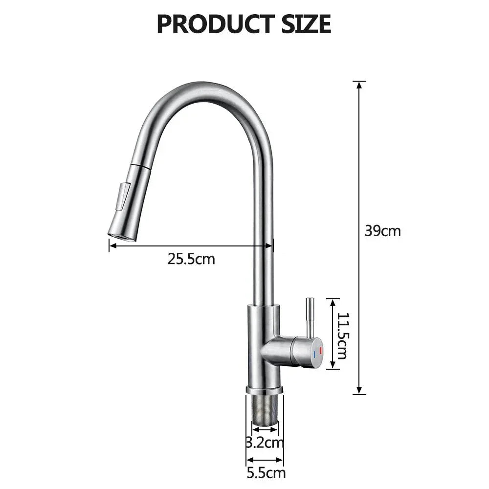 Modern smart sensor kitchen faucet. Stainless steel, touchless, pull-out sprayer for kitchen improvement.