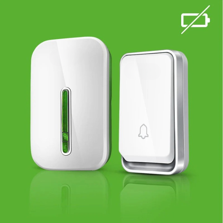 Smart wireless battery-free doorbell for home & office. Kinetic energy powered, easy install, no wiring.