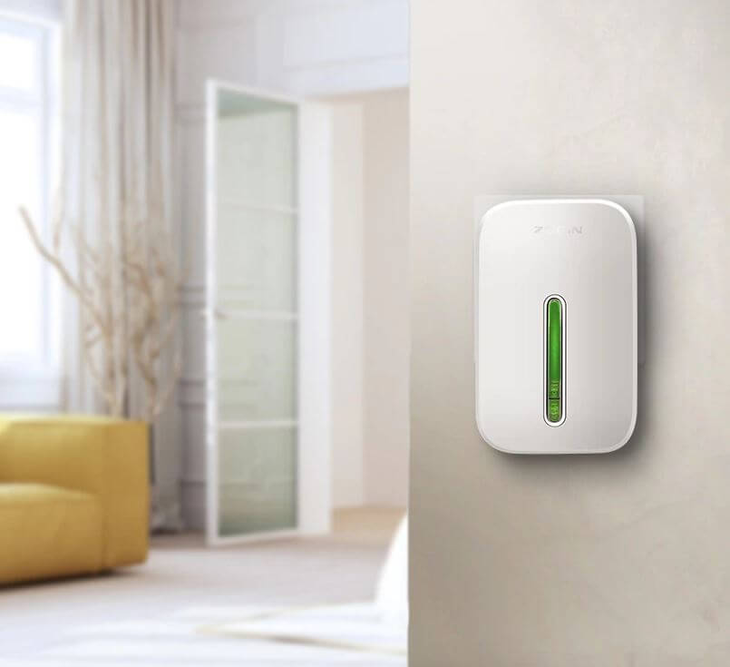 Modern wireless doorbell for office. Battery-free kinetic technology provides smart door entry alerts.