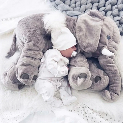 Ultra-soft gray elephant stuffed animal, a cuddly companion for kids' playtime & sleep.
