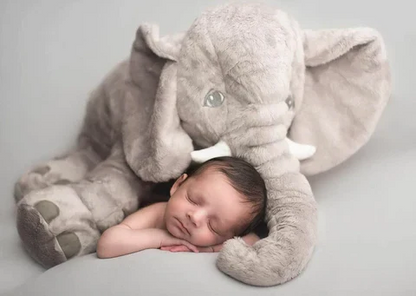 Large elephant cuddle pillow, provides soothing comfort & support for baby's rest.