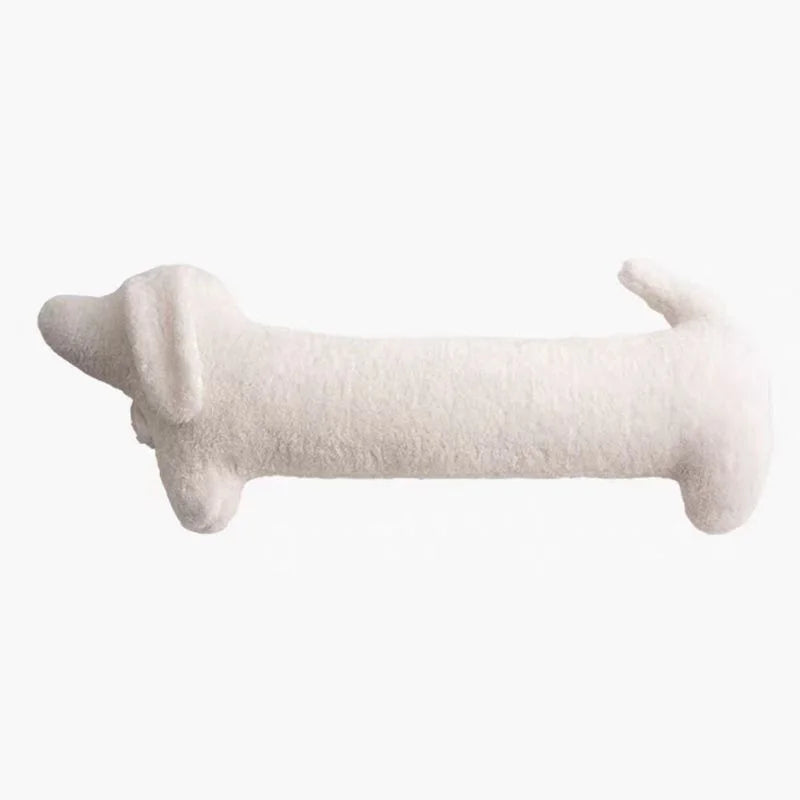 Green Dachshund plush home decor pillow. Soft and cozy animal accent cushion for stylish interiors.