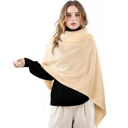 Cozy women's winter scarf, cashmere blend & warm plaid wrap for chilly autumn & winter days.