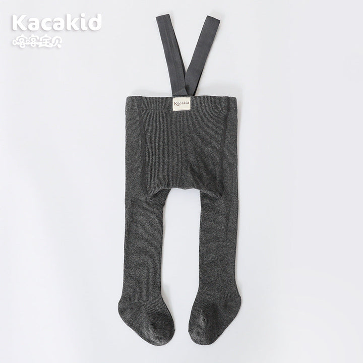 Adorable baby girl's high-waist knitted trousers in soft cotton. Comfortable & stylish infant clothing.
