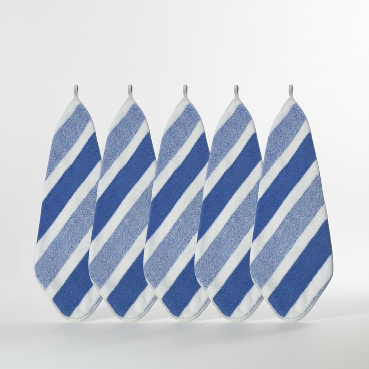 Premium soft striped fleece washcloths & hand towels, super absorbent, comfort.