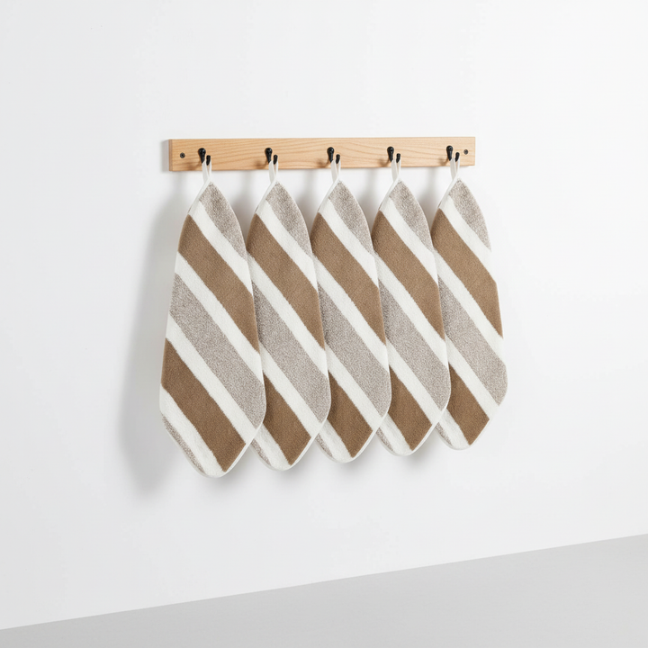 Striped coral fleece hand towels, quick dry & soft for daily use, high absorbency.