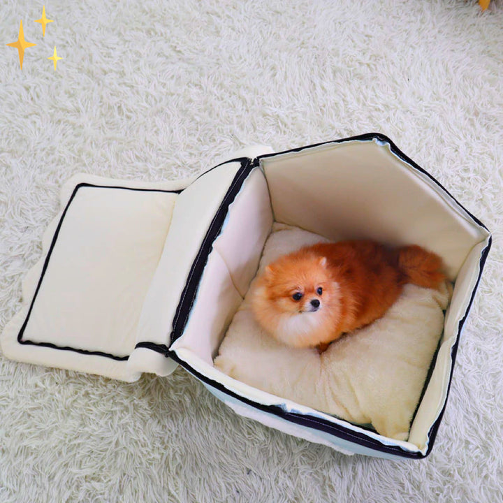 Blue soft pet bed house, a cozy cat cave or small dog bed for furry friends.