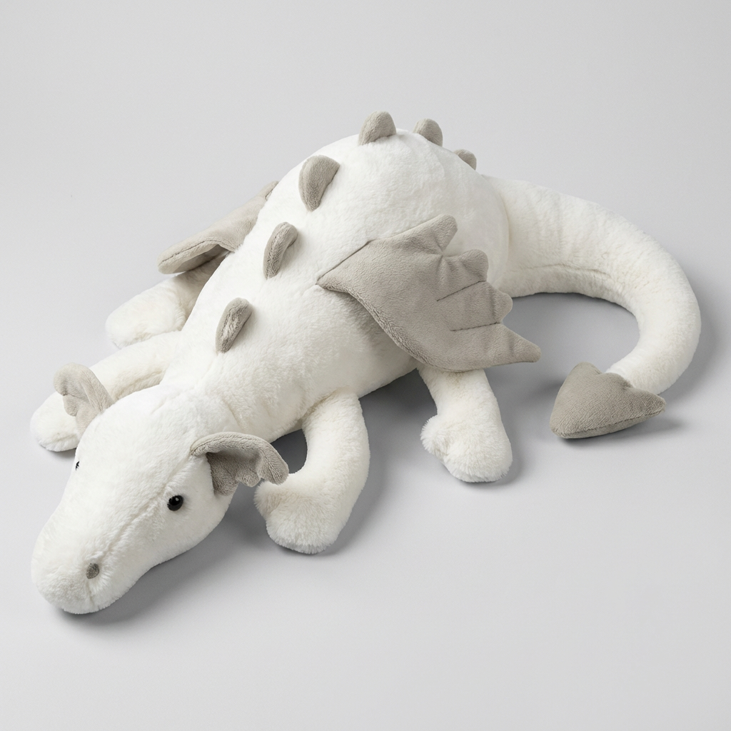 Cute dragon plush toy with soft wings, a cuddly fantasy stuffed animal designed for kids' comfort and play.