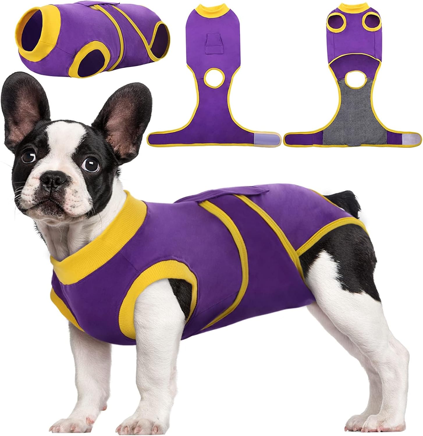 Post-surgery healing aid: pet recovery suit for cats and dogs. Protects wounds from licking.