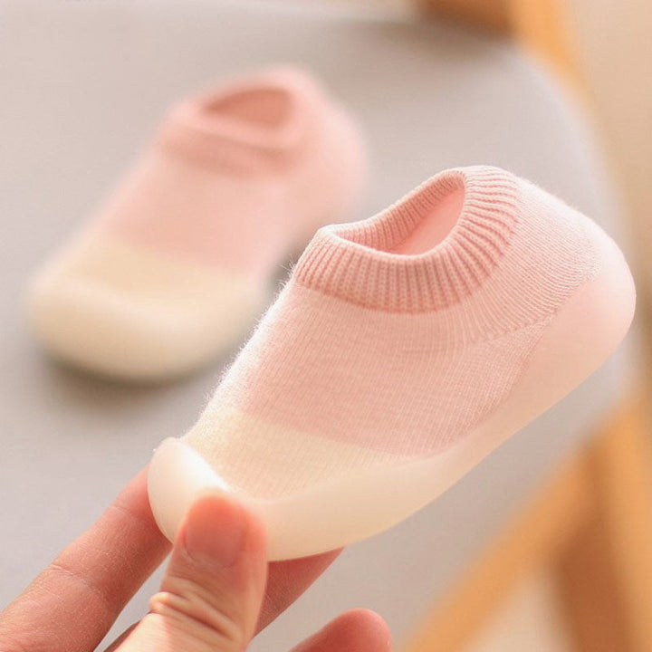 Plush knitted anti-slip baby booties, soft and warm for tiny toddler feet & comfortable movement.