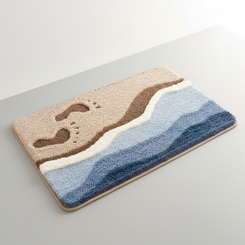 Luxurious fluffy plush floor mat, super soft underfoot. FjordFluff comfort for bathroom, bedroom or hallway decor.