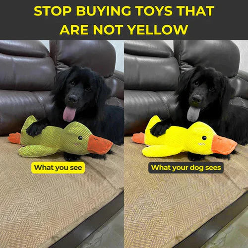 Interactive plush duck dog toy, perfect for anxious dogs. Offers calming comfort and engaging play for pets.