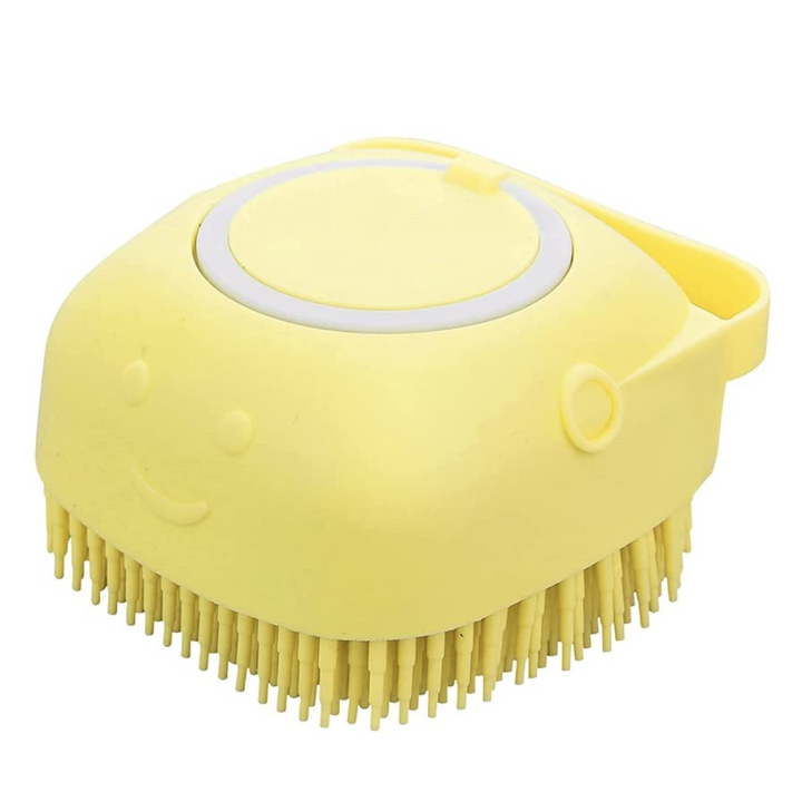 Soft silicone pet bathing brush for dogs & cats, a gentle grooming tool for a relaxing massage. Enhances circulation.