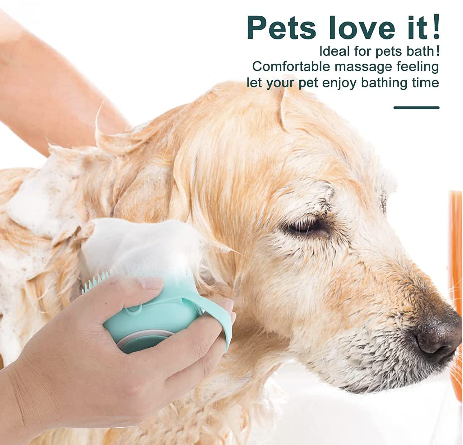 Easy-to-use soft silicone pet bath brush for dogs & cats, for gentle grooming and effective dirt removal.