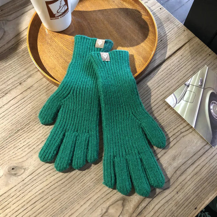 Women's warm touchscreen gloves for winter. Soft cotton blend, perfect for cold weather & phone use.