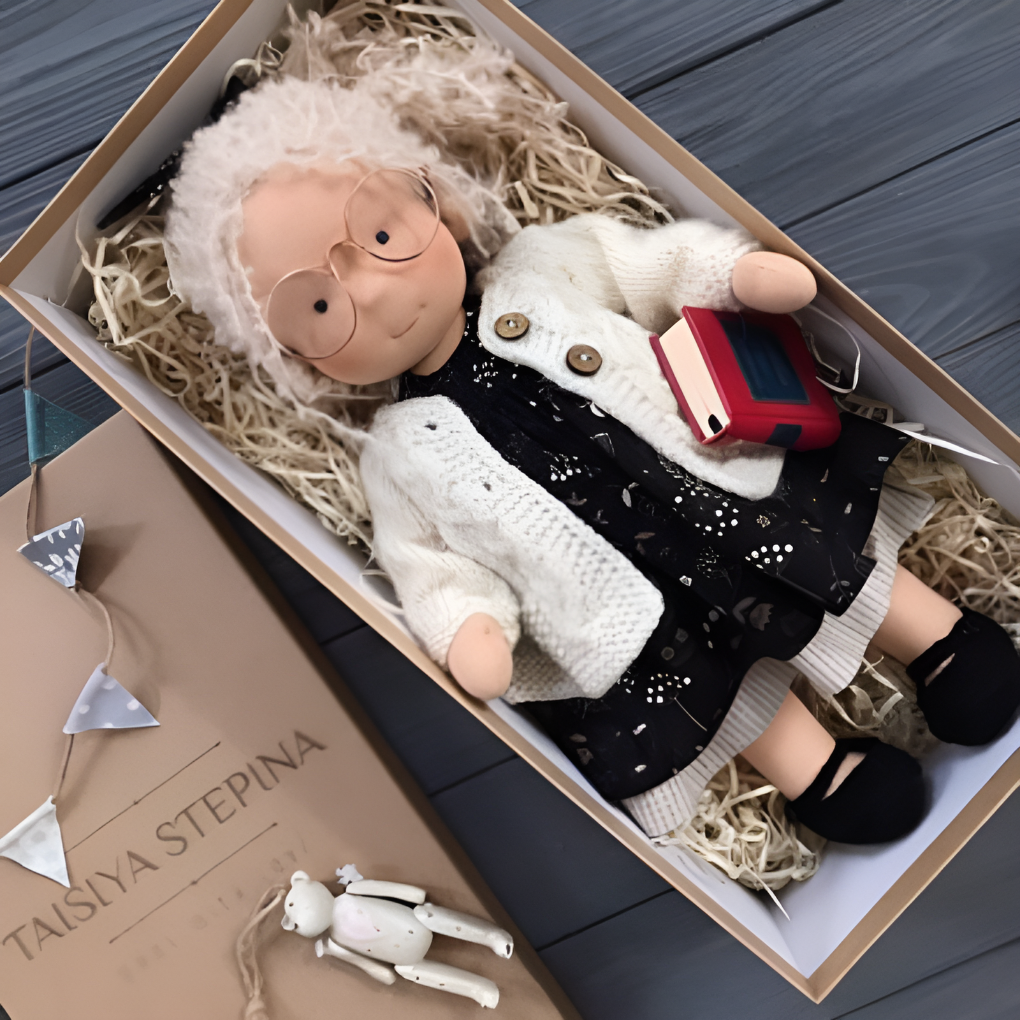 Soft Waldorf cloth doll, a comforting play friend for kids, handmade with natural materials.