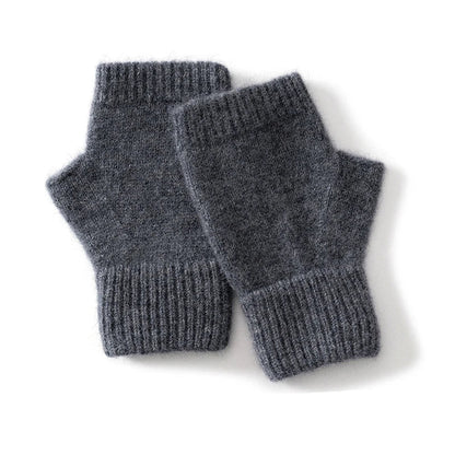 Soft wool knit fingerless gloves for women, providing warmth and style in cold weather.