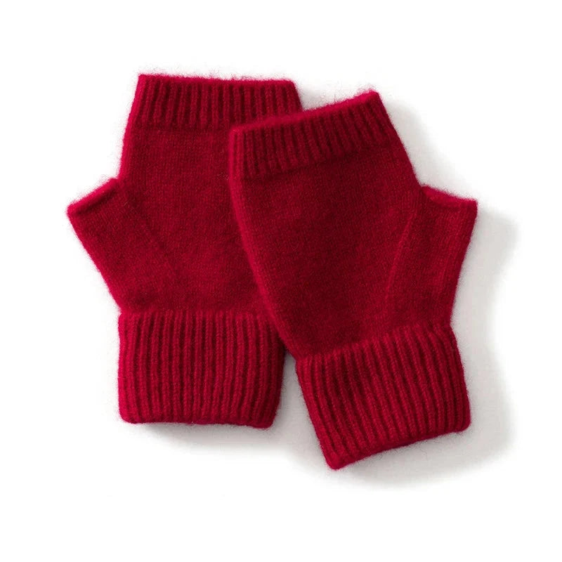 Stylish women's fingerless knit gloves crafted from luxurious, warm wool for autumn/winter.