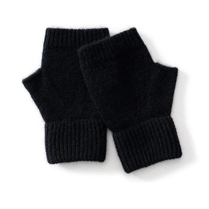Elegant wool knit fingerless gloves for women, a cozy and thoughtful fall/winter gift idea.