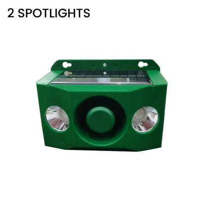 Weather-resistant solar light & loud alarm for outdoor security. Ideal animal & pest control.