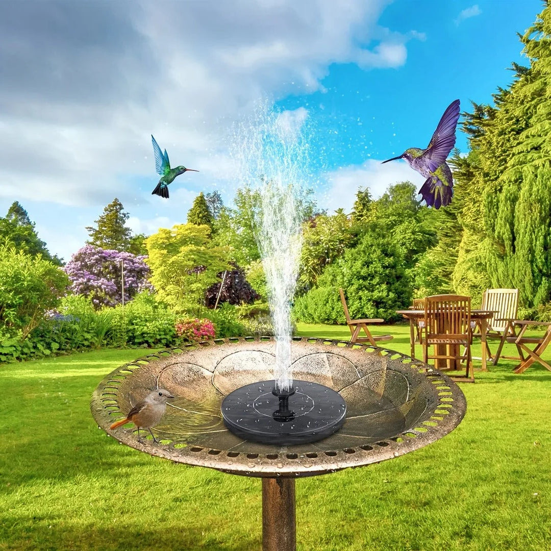 Solar-powered bird bath fountain adds an eco-friendly water feature to your garden, attracting wildlife and enhancing patio decor.
