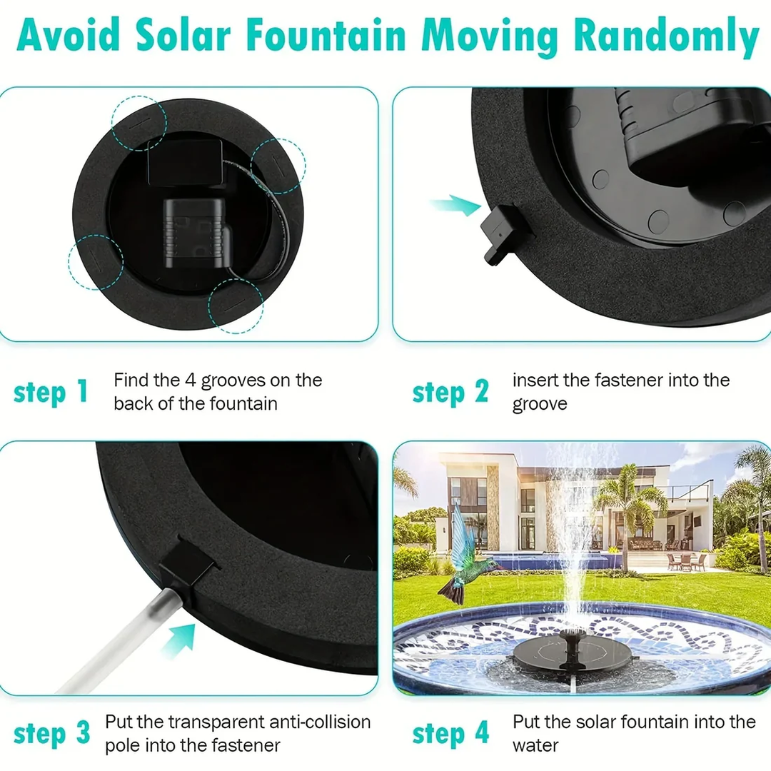 Vibrant garden solar bird bath fountain, an effortless outdoor water feature. Ideal for ponds, attracting wildlife & enhancing decor.