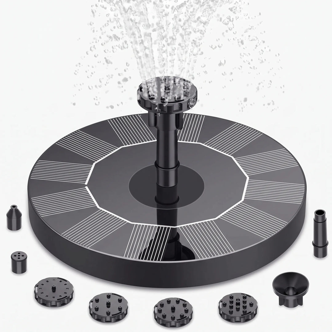 Floating solar fountain for ponds & birdbaths. Enhances outdoor living with a sustainable water feature.