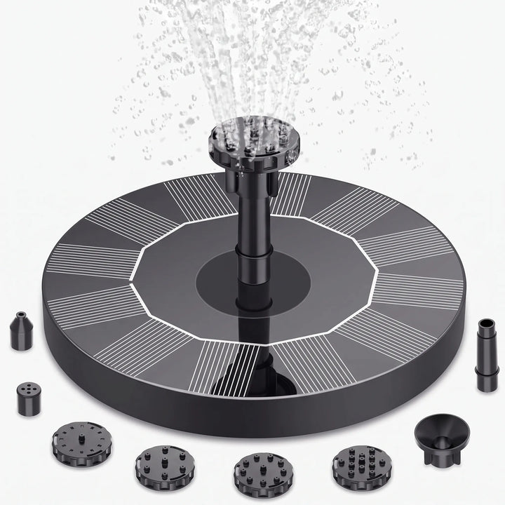 Floating solar fountain for ponds & birdbaths. Enhances outdoor living with a sustainable water feature.
