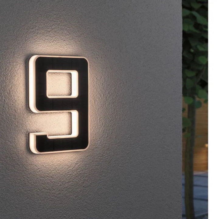 Solar powered house number, a durable, illuminated address solution for your modern home exterior.