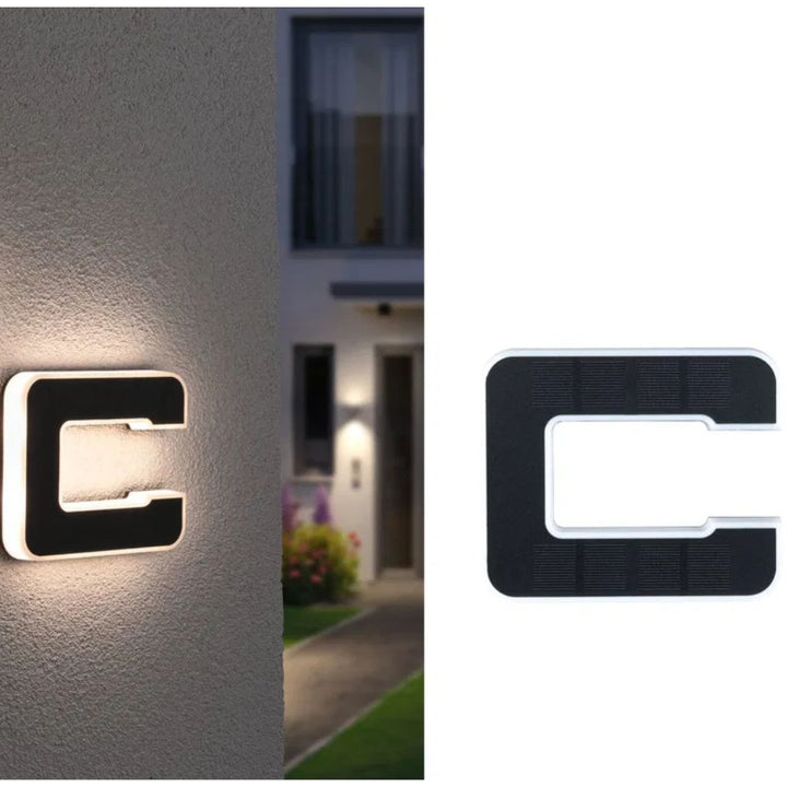 Contemporary solar LED house number, providing clear night visibility for your front door.