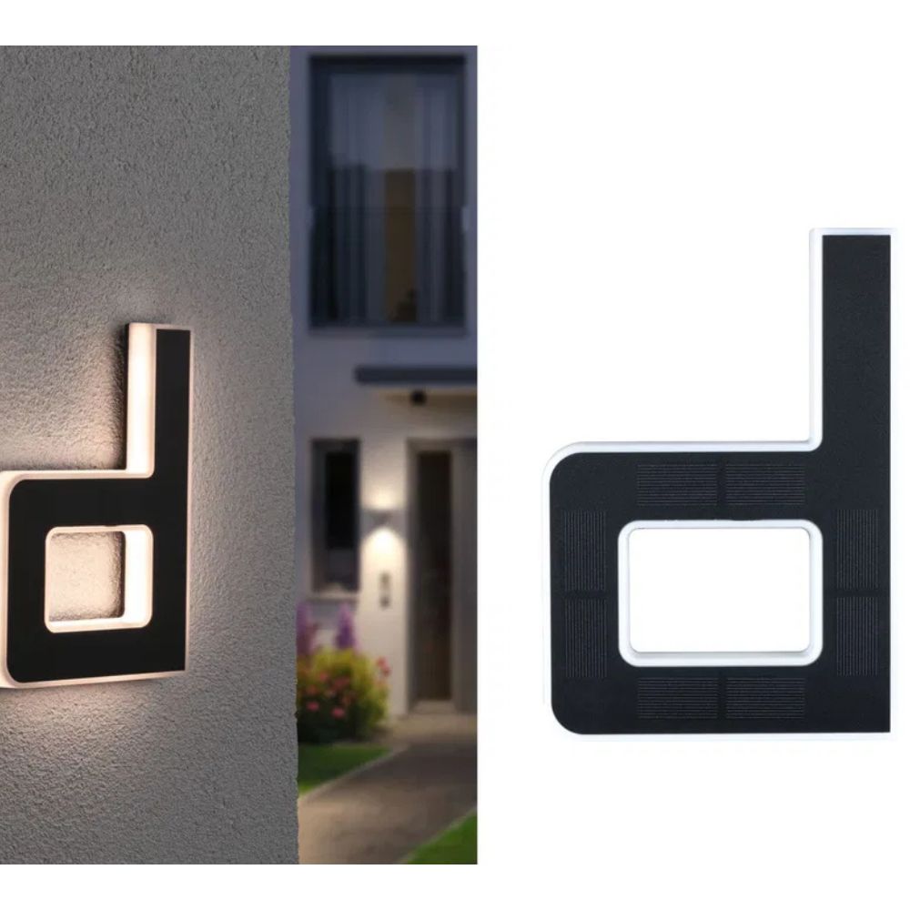 Outdoor solar powered illuminated address numbers, ensuring easy identification day and night.