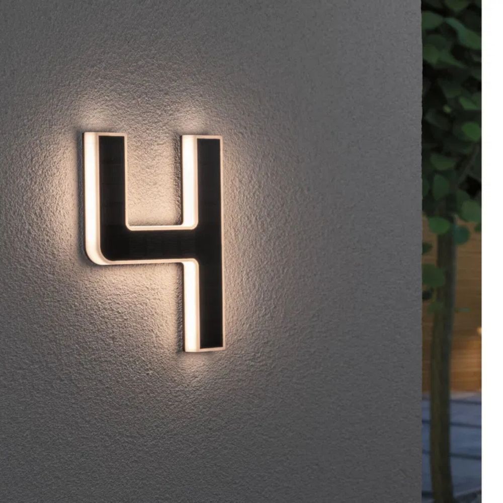 Energy-efficient solar house number with bright LED display, perfect for night visibility & curb appeal.