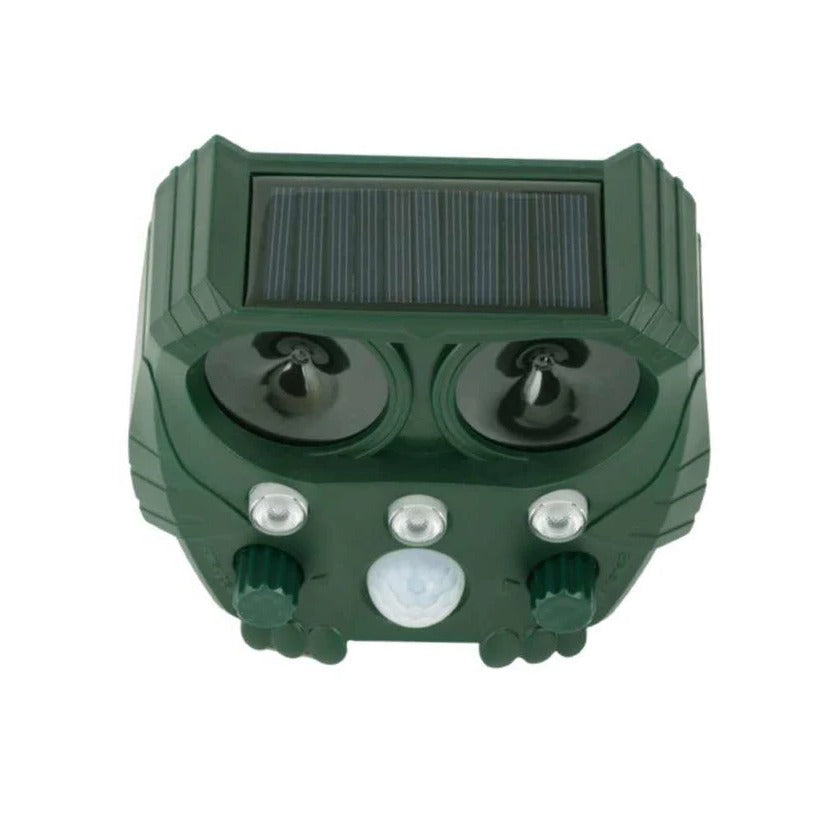 Motion-activated outdoor animal deterrent repels cats, foxes, and squirrels.