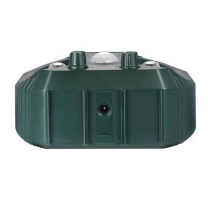 Ultrasonic solar animal repellent with motion sensor for garden & yard pest control.