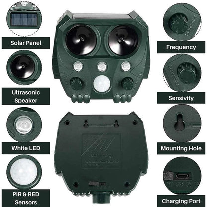 Keep unwanted cats and foxes away with this solar-powered ultrasonic outdoor deterrent.