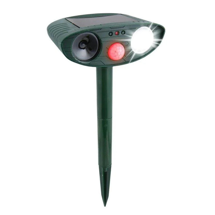 Motion-activated solar pest repeller, emitting ultrasonic waves to protect your outdoor areas.