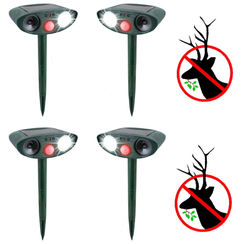 Outdoor solar animal deterrent, ideal for gardens & yards; protects against deer and other pests.