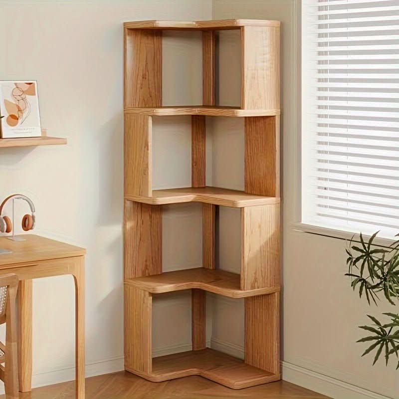 Solid pine wood corner cabinet for space-saving storage. Elegant modern design for living room or bedroom organization.