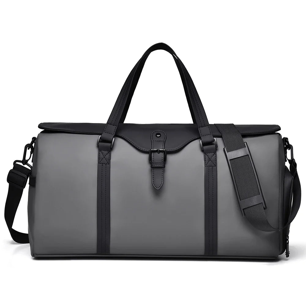 Unisex travel duffle with easy access pockets, a great carry-on or gym bag for organized journeys.