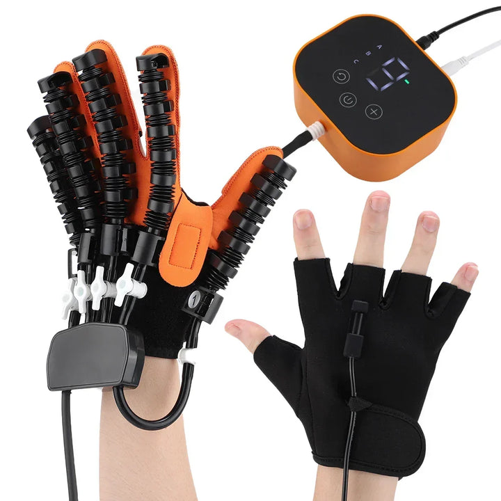 Soren electric hand rehabilitation glove for stroke recovery & hand therapy. Improves mobility & circulation.
