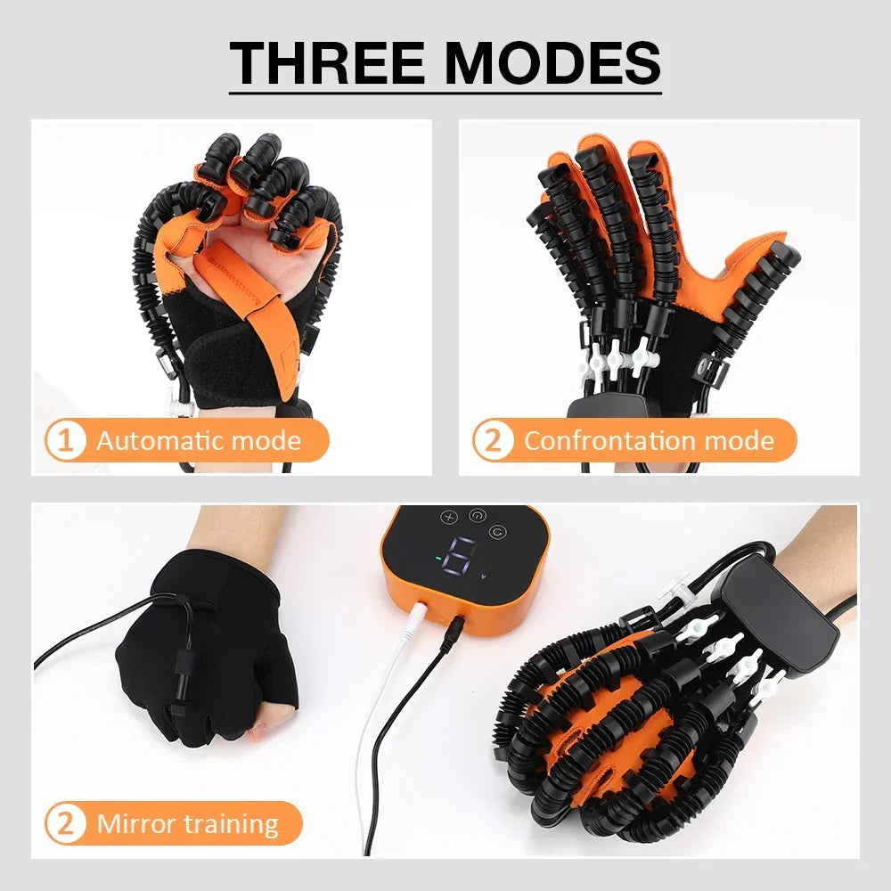 3-in-1 electric rehabilitation glove for hand therapy, pain relief, & stiffness during stroke recovery exercises.